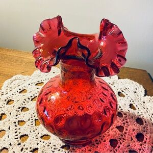 Fenton Cranberry Reverse Hobnail Vase